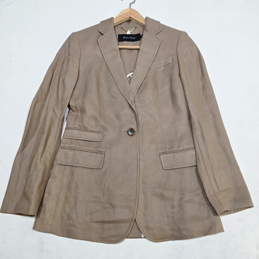 Bean Pole Blazer Womens 90 Small Tan Single Button Professional Office Jacket